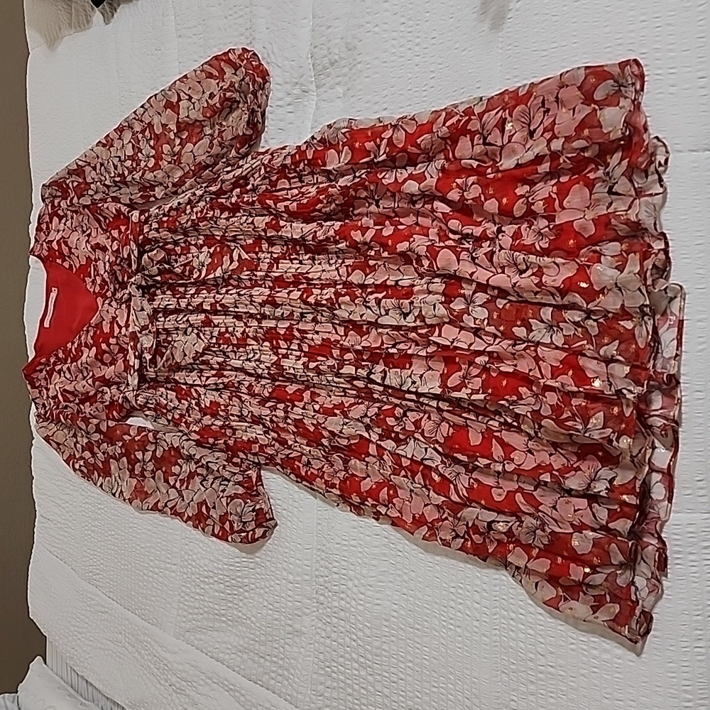 Chiffon Printed Red Dress - Gem